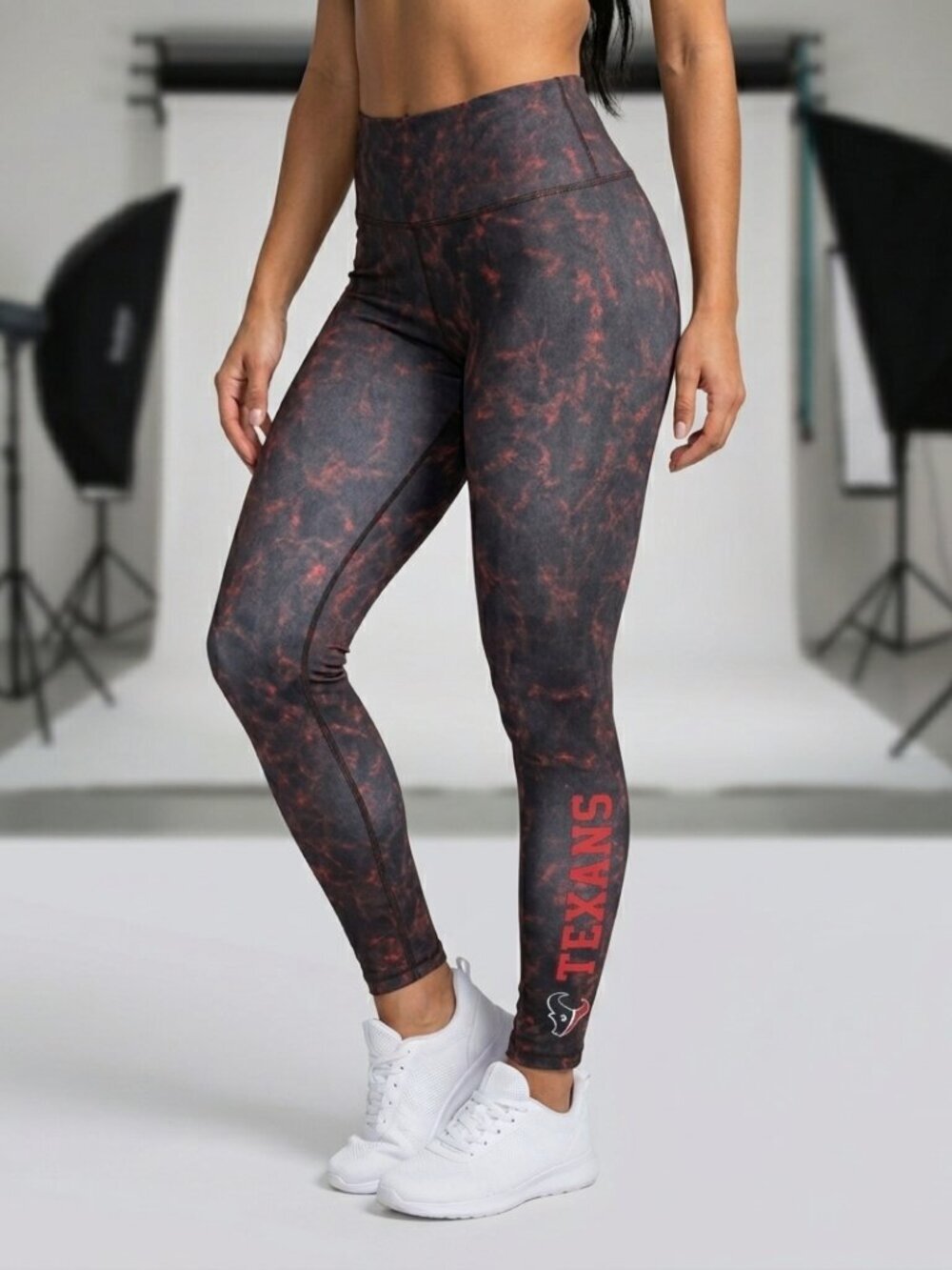 NWT | NFL Houston Texans FOCO Red & Black Acid Wash Print Leggings XL